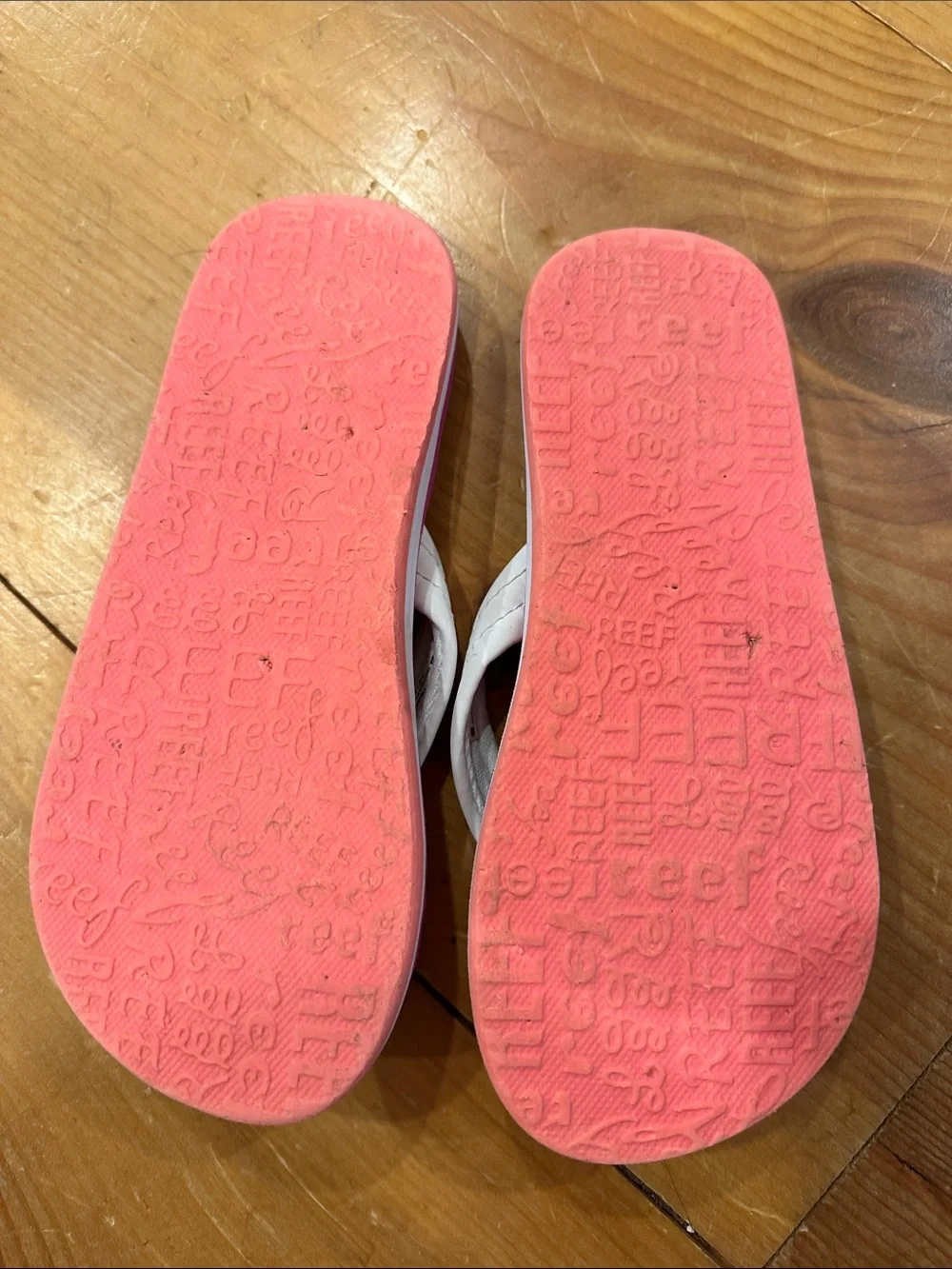 Reef Kids Pink Butterfly Flip Flops with White Straps